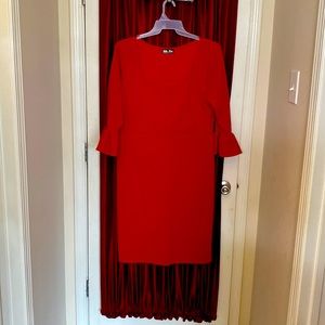 Red bell sleeve dress for any occasion.
